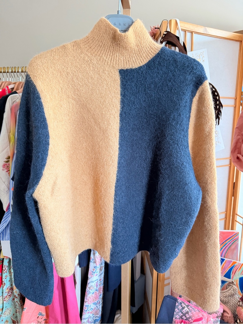 & Other Stories Stockholm Atelier Alpaca Wool Colorblock Turtleneck Sweater M